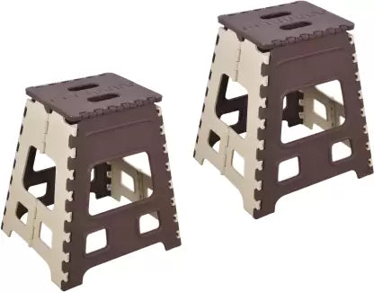 18-inch folding stool with a brown box, suitable for kitchen use and stepping. 18-inch folding stool with a brown box, suitable for kitchen use and stepping.